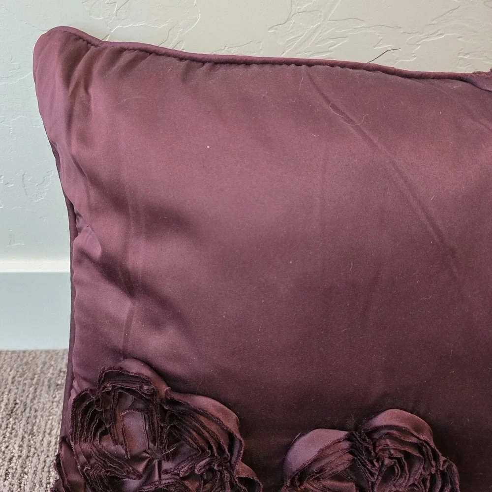 Purple Plum Throw Pillow Accent Rose Floral Design Cute Room Decoration 16x16‎